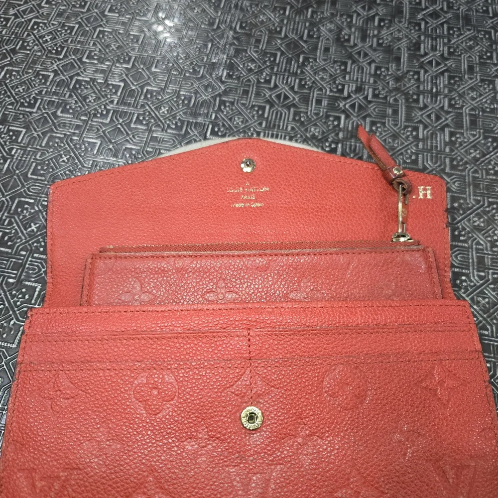 🐢 Louis Vuitton Portefeuille Curieuse Empreinte Red Wallet 2in1 Great Condition - Picture 13 of 15